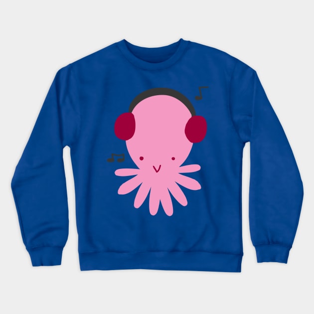 Pink Headphones Octopus Crewneck Sweatshirt by saradaboru